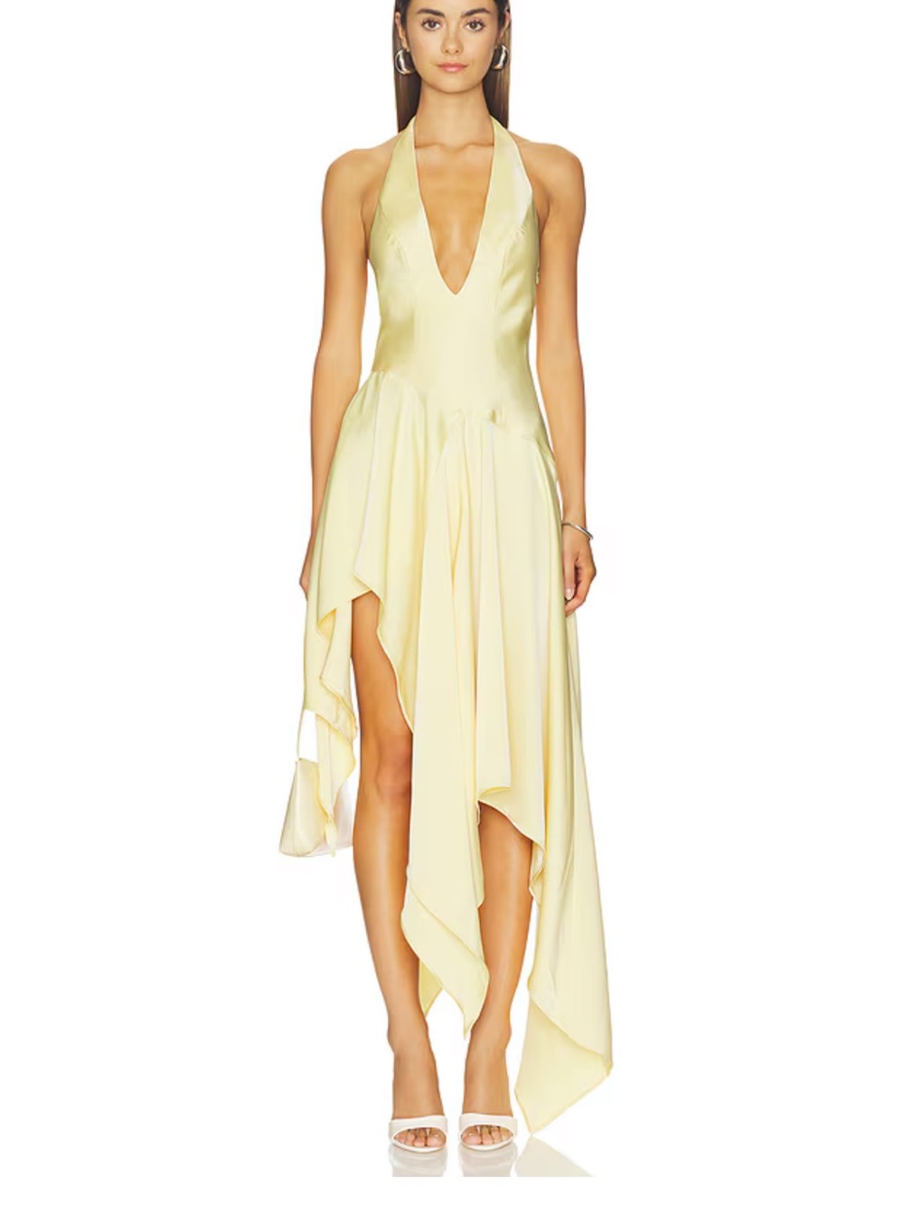 Lovers + Friends Pale Yellow Halter High-Low Dress-never used but took off tags